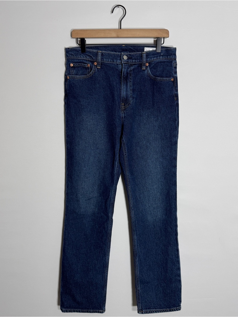 WJ444 {GAP} "90s Straight High Rise" Dark Blue Cigarette Leg Denim Jeans